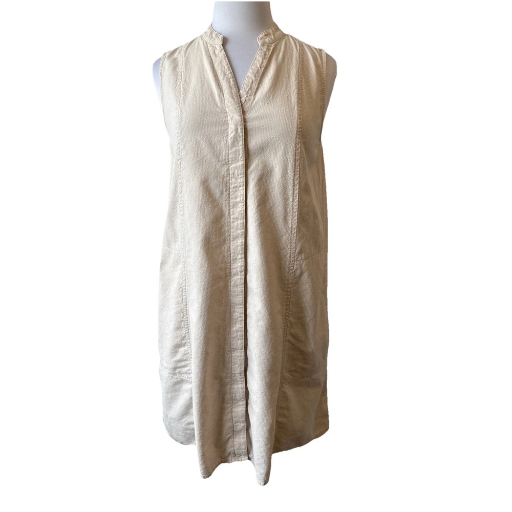 Nau Flaxible Hemp Sustainable Utility‎ Stripe Sleeveless Shirt Dress S Granola